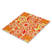 Carreau Mandala motif, Coral Orange et Gold (Côté)