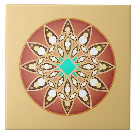 Carreau Mandala motif en caramel et chocolat (Devant)