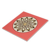 Carreau Mandala motif en corail orange, chocolat et bronza (Côté)
