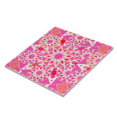 Carreau Mandala motif, tons rose et corail (Côté)