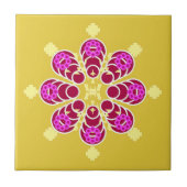 Carreau Mandala, moutarde or et violet en huit points (Devant)