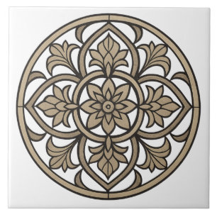 Carreau Mandala Neutre en Carrelage Céramique Beige