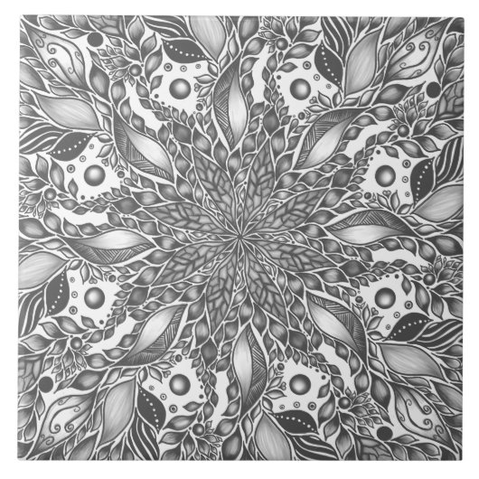 Carreau Mandala noir et blanc (Devant)