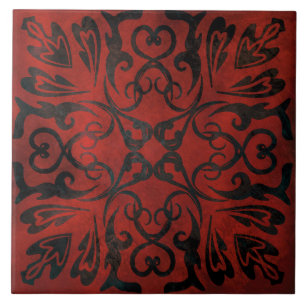 Carreau mandala noir romantique élégante céramique