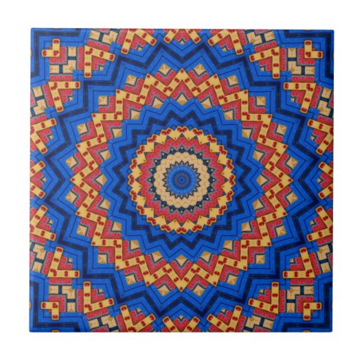 Carreau Mandala orange bleu (Devant)