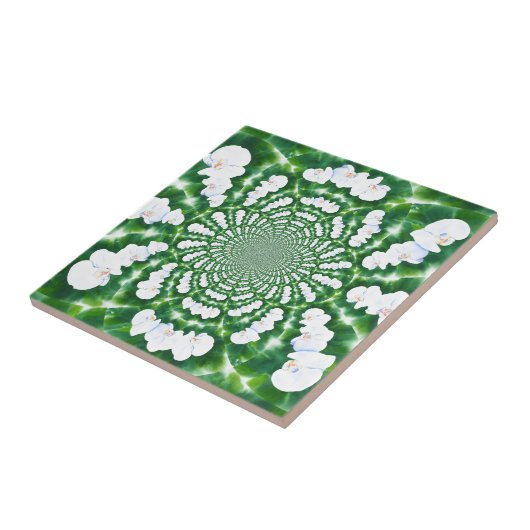 Carreau Mandala Orchidée blanche (Côté)