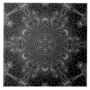 Carreau Mandala oriental de zen noir et blanc