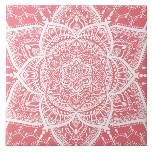 Carreau Mandala rose et blanc - Loerganen Peach (Devant)