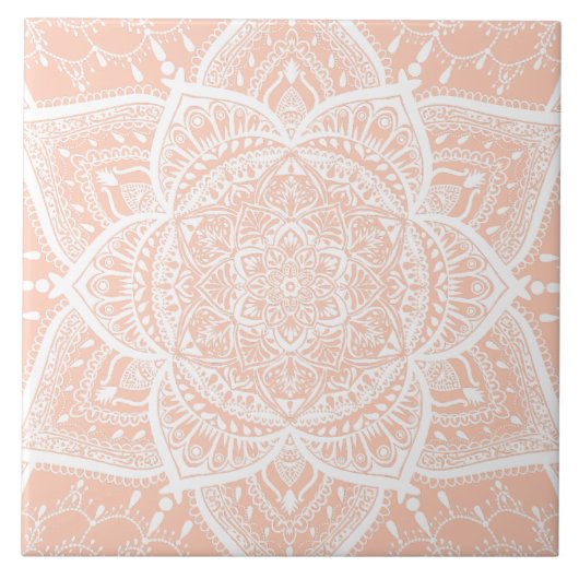 Carreau Mandala rose et blanc - Loergann en Apricot (Devant)