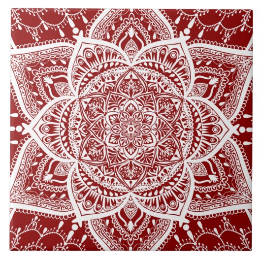 Carreau Mandala rouge et blanc - Loergann en framboise (Devant)