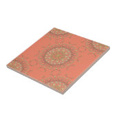 Carreau Mandala Saumon rose & Filigree Or Avec Diamants (Côté)