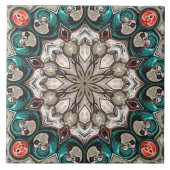 Carreau Mandala Turquoise Abstraite (Devant)