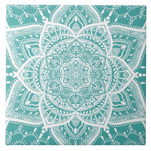 Carreau Mandala turquoise et blanc - Loerganen Spruce Bleu (Devant)