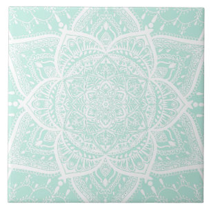 Carreau Mandala vert et blanc - Le Loergann en verre de me