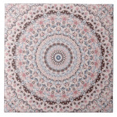 Carreau Mandala vintage en Rose, Brown et bleu (Devant)