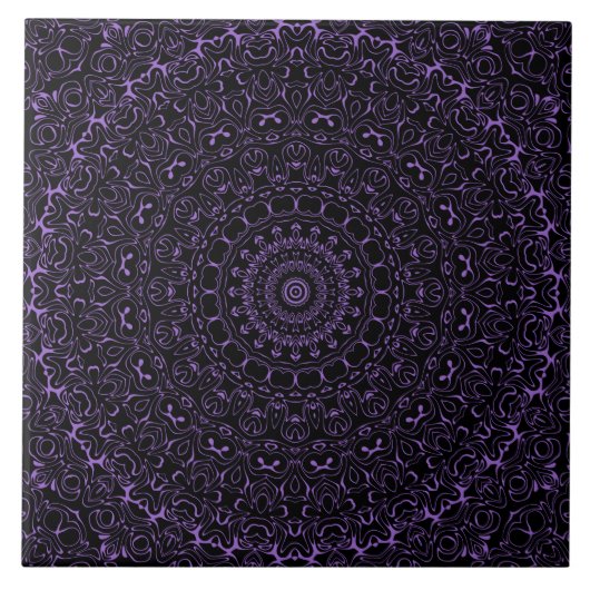 Carreau Mandala Violet Améthyste à la Symétrie Intriquée (Devant)