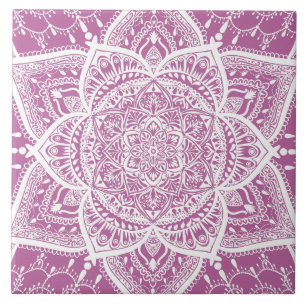 Carreau Mandala violet et blanc - Loergany en trèfle