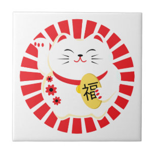 Carreau Maneki Neko Cute Lucky Cat