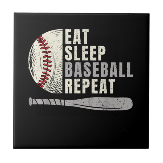 Carreau Manger Dormir Baseball Répéter Drôle Joueur de Bas (Devant)