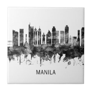 Carreau Manille Philippines Skyline BW