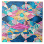 Carreau "Manilva" Sable rose Bleu Vagues fracturées (Devant)