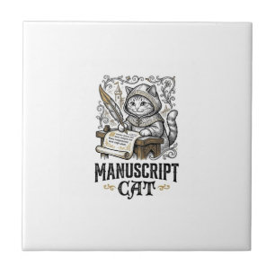 Carreau Manuscrit Chat Chat Manuscrit Médiéval Vintage Vec