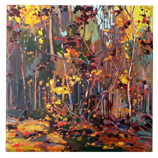 Carreau Maple Saplings, art de Tom Thomson, (Devant)
