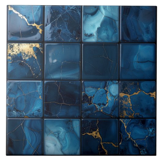 Carreau Marble Mix 4x4 Squares Blue ID1186a (Devant)