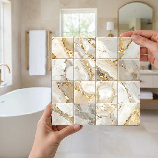 Carreau Marble Mix 4x4 Squares Ivory ID1186a