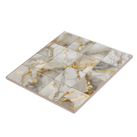 Carreau Marble Mix 4x4 Squares Ivory ID1186b (Côté)