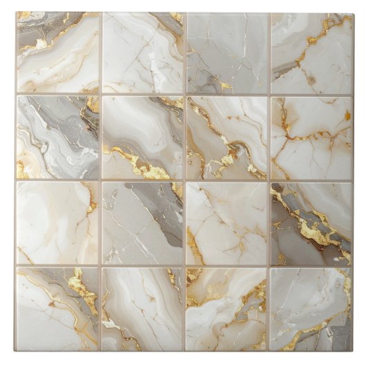 Carreau Marble Mix 4x4 Squares Ivory ID1186c (Devant)