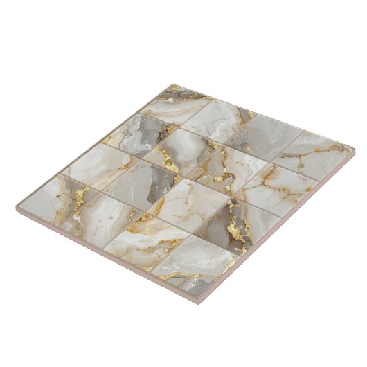 Carreau Marble Mix 4x4 Squares Ivory ID1186c (Côté)