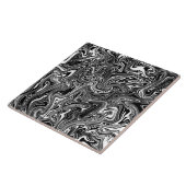 Carreau Marbre Abstrait noir et blanc liquide (Côté)