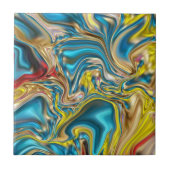 Carreau marbre abstrait tourbillons jaune turquoise bleu t (Devant)
