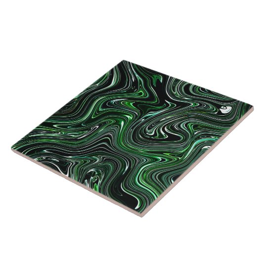 Carreau Marbre Abstrait vert et noir (Côté)