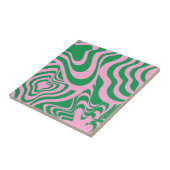 Carreau Marbre Abstrait Wavy Stripe vert rose rétro Bold (Côté)