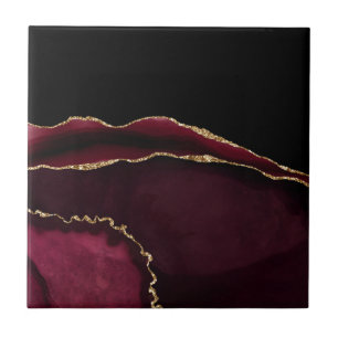 Carreau Marbre Agate Chic Black Purple Gold Parties scinti