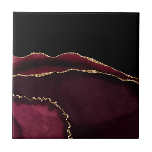 Carreau Marbre Agate Chic Black Purple Gold Parties scinti (Devant)