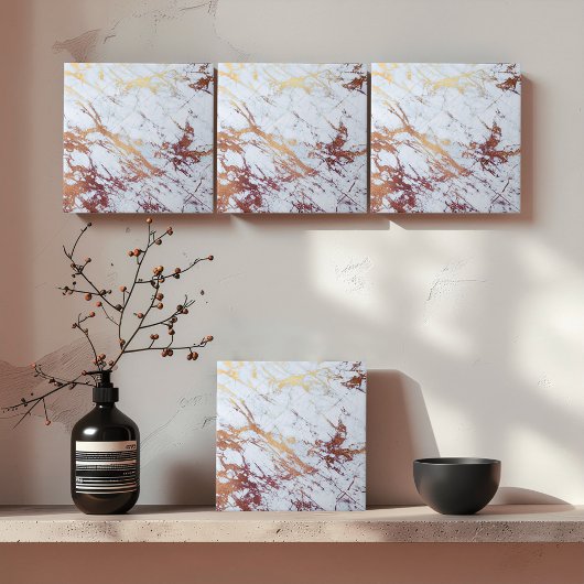 Carreau Marbre blanc à veines de bronze ID1182c