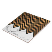 Carreau Marbre blanc avec les chevrons d'or (Côté)