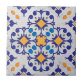 Carreau Marbre blanc bleu orange Motifs portugais (Devant)