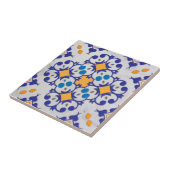 Carreau Marbre blanc bleu orange Motifs portugais (Côté)