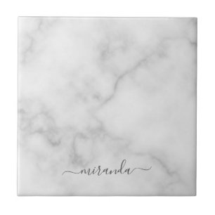 Carreau Marbre blanc de nom personnalisé de script moderne