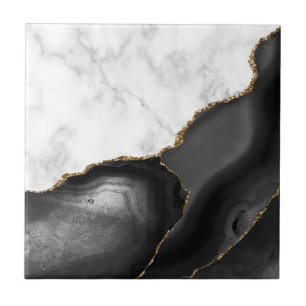 Carreau Marbre blanc de Parties scintillant en or Black Ag