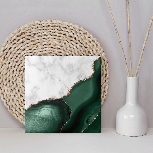 Carreau Marbre Blanc Doré Agate Vert Emeraude
