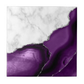 Carreau Marbre Blanc Pailleté d'Argent Agate Pourpre (Devant)