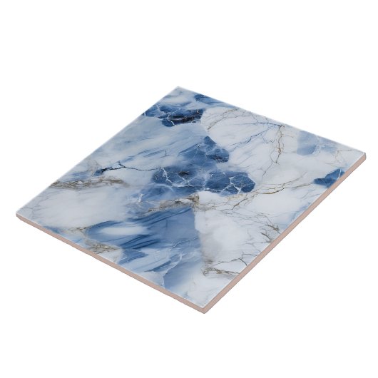 Carreau marbre bleu abstrait motif côtier (Côté)