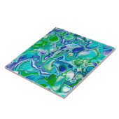 Carreau Marbre bleu et vert Fluid Art Abstrait (Côté)