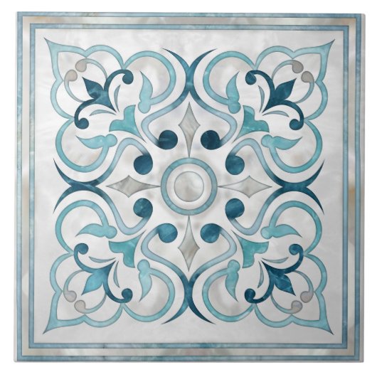 Carreau Marbre bleu marocain & Pearl (Devant)