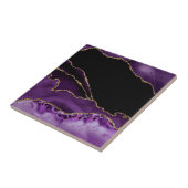 Carreau Marbre d'agate noir violet Glamour foncé Doré (Côté)